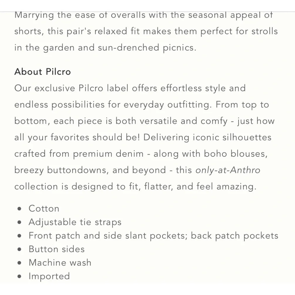 Anthropologie Pilcro Relaxed Short Overalls Ivory NWT Size 16W - Picture 16 of 16